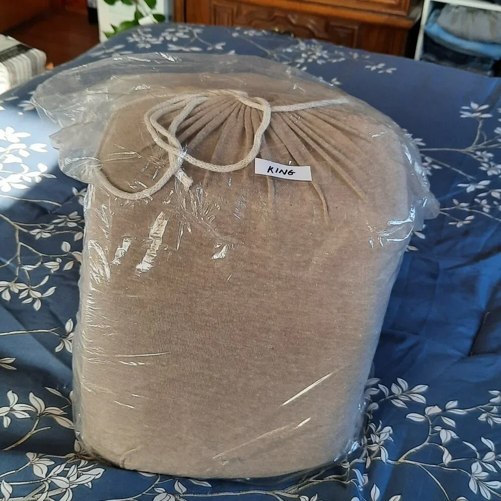 SOHO Loft Cotton -Jersey Knit KING Sheet Set (4 pc), Like New! - Oatmeal Heather